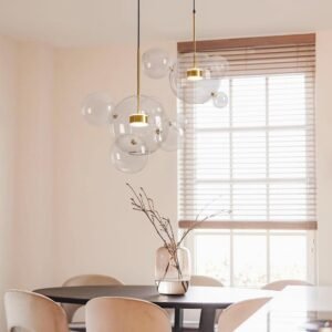 Single Pendant Light With Soap Bubble Glass Dimmable with Remote