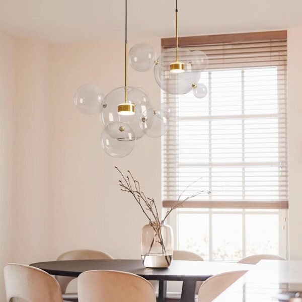 Single Pendant Light With Soap Bubble Glass Dimmable with Remote