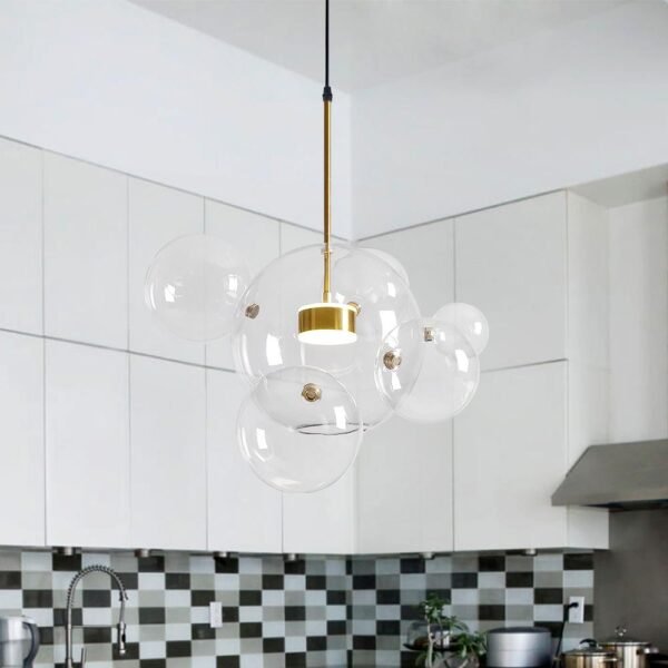 Single Pendant Light With Soap Bubble Glass Dimmable with Remote - Image 3