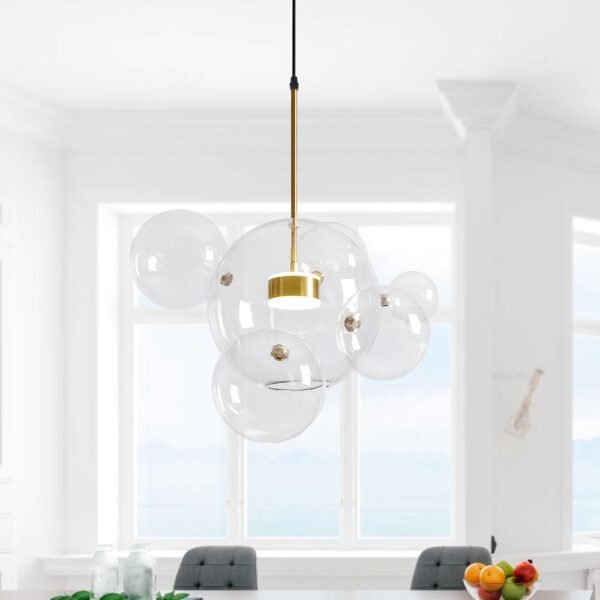 Single Pendant Light With Soap Bubble Glass Dimmable with Remote - Image 2
