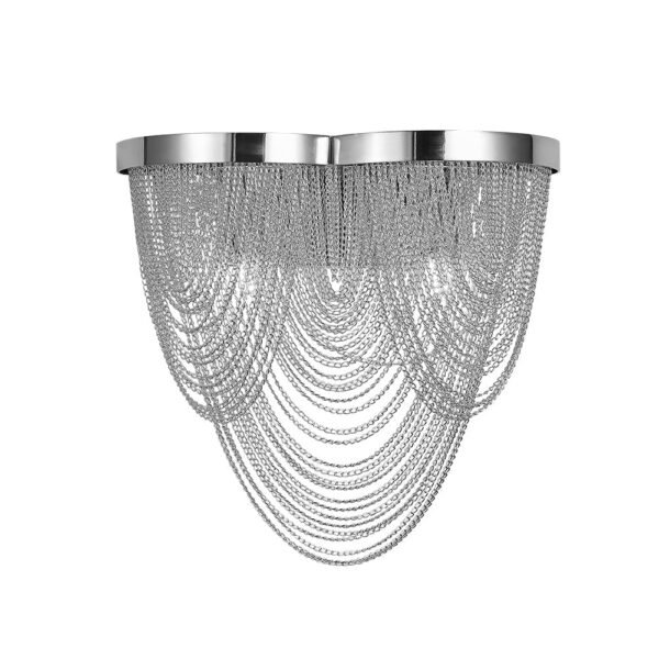 2-Light Silver Tassel Wall Sconce in Chrome - Image 8