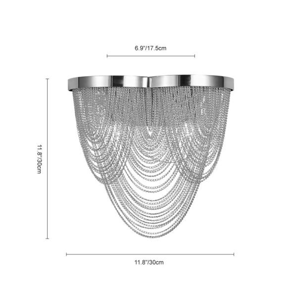 2-Light Silver Tassel Wall Sconce in Chrome - Image 4