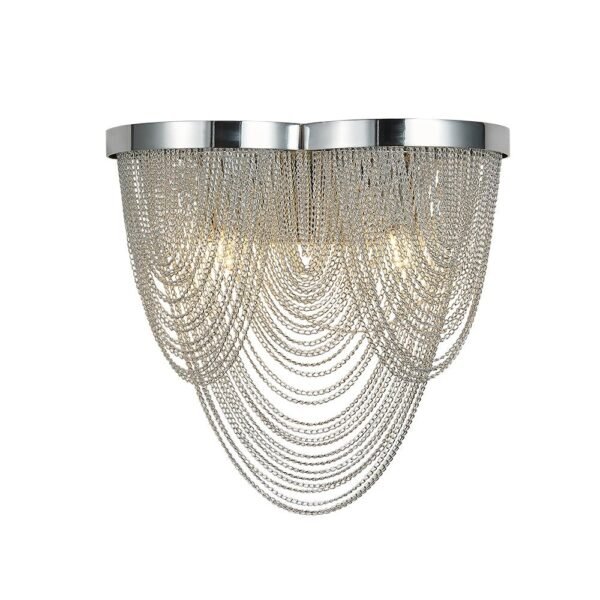 2-Light Silver Tassel Wall Sconce in Chrome - Image 7