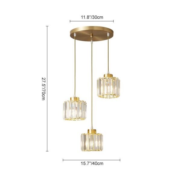 3 Light Crystal Pendant Light in Round Canopy - Image 9