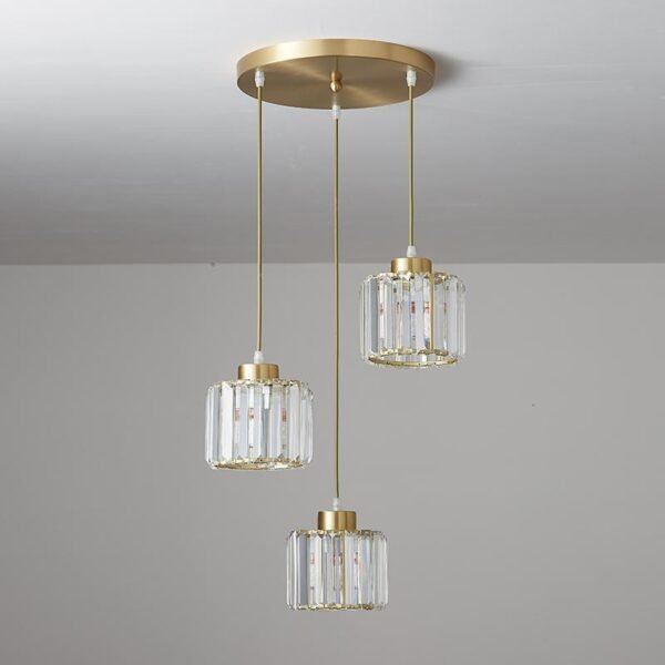 3 Light Crystal Pendant Light in Round Canopy - Image 3
