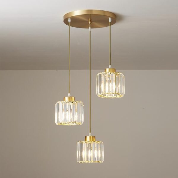 3 Light Crystal Pendant Light in Round Canopy - Image 4