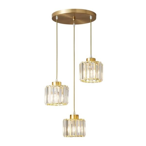 3 Light Crystal Pendant Light in Round Canopy - Image 5