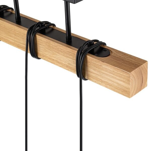 3-Light Matte Black Wooden Semi Flush Mount Island Chandelier - Image 11