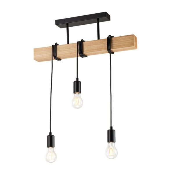 3-Light Matte Black Wooden Semi Flush Mount Island Chandelier - Image 4