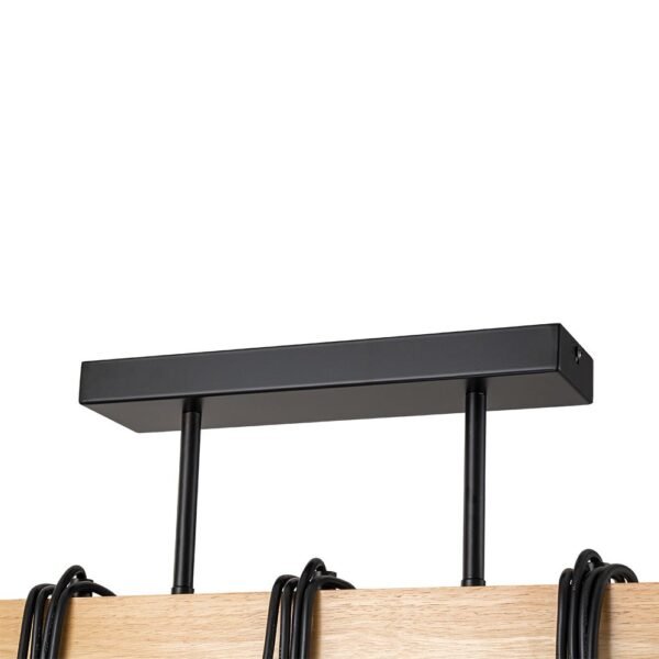 3-Light Matte Black Wooden Semi Flush Mount Island Chandelier - Image 9