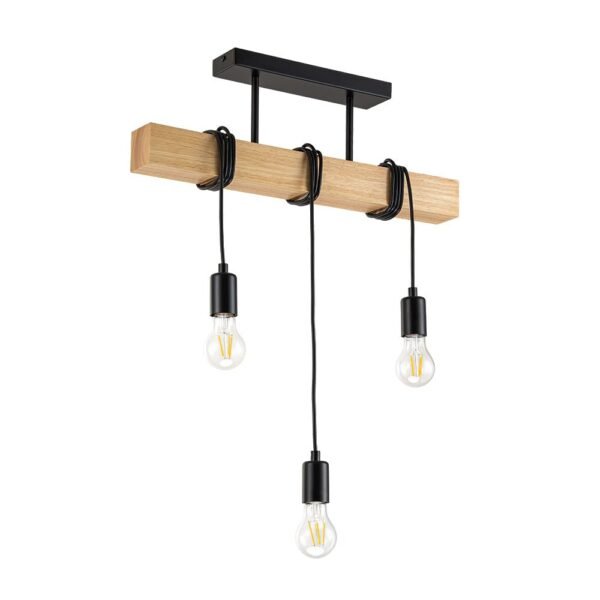3-Light Matte Black Wooden Semi Flush Mount Island Chandelier - Image 3