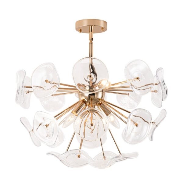 4-Light Glass Sunburst Sputnik Semi-Flush Mount Chandelier - Image 10