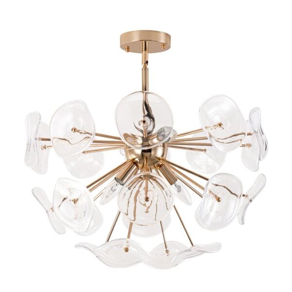 4-Light Glass Sunburst Sputnik Semi-Flush Mount Chandelier - Image 5