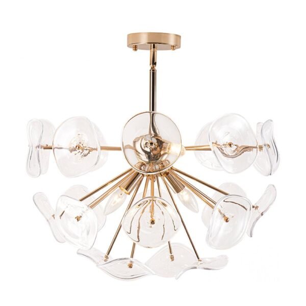 4-Light Glass Sunburst Sputnik Semi-Flush Mount Chandelier - Image 6