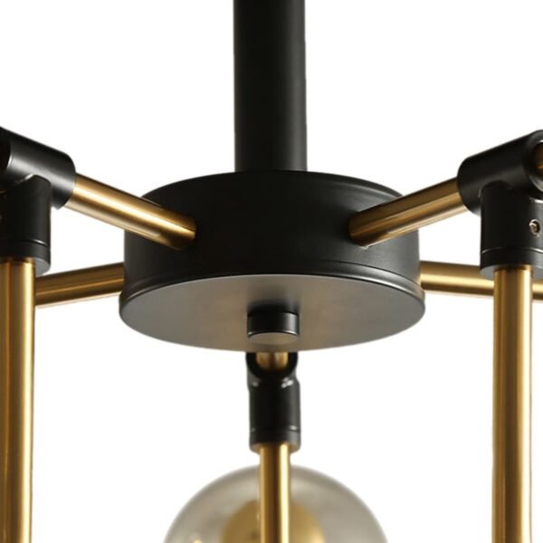 6 Light Amber Glass Sputnik Semi Flush Mount - Image 5