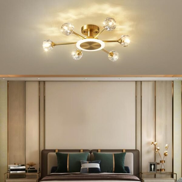 6-Light Crystal Shade Flush Mount Ceiling Light - Image 2