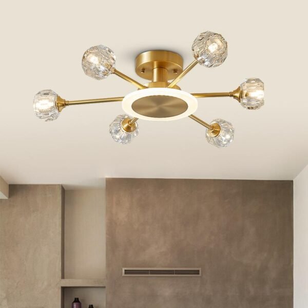 6-Light Crystal Shade Flush Mount Ceiling Light