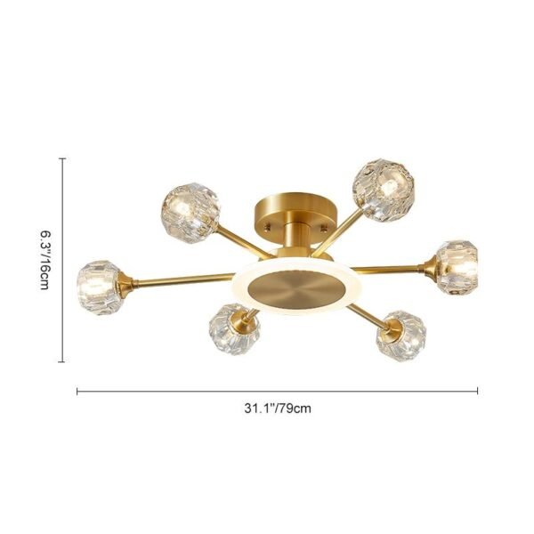 6-Light Crystal Shade Flush Mount Ceiling Light - Image 11