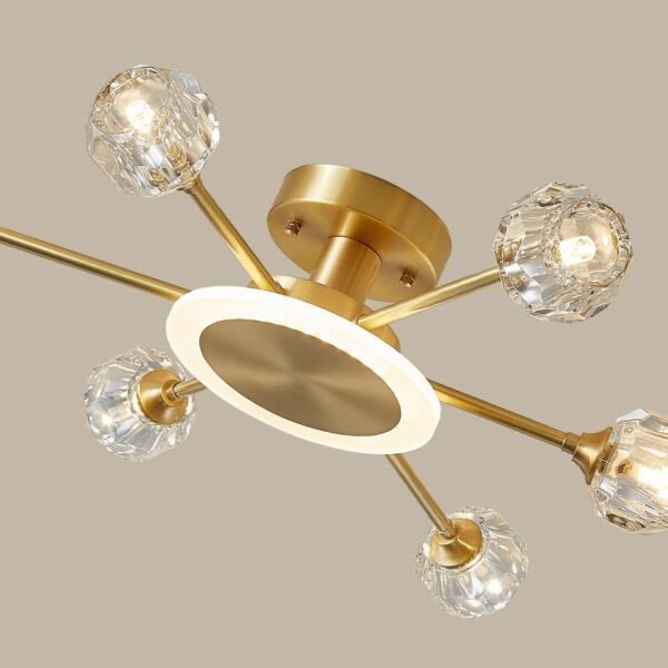 6-Light Crystal Shade Flush Mount Ceiling Light - Image 8