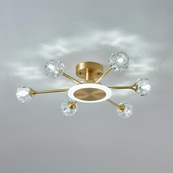 6-Light Crystal Shade Flush Mount Ceiling Light - Image 4