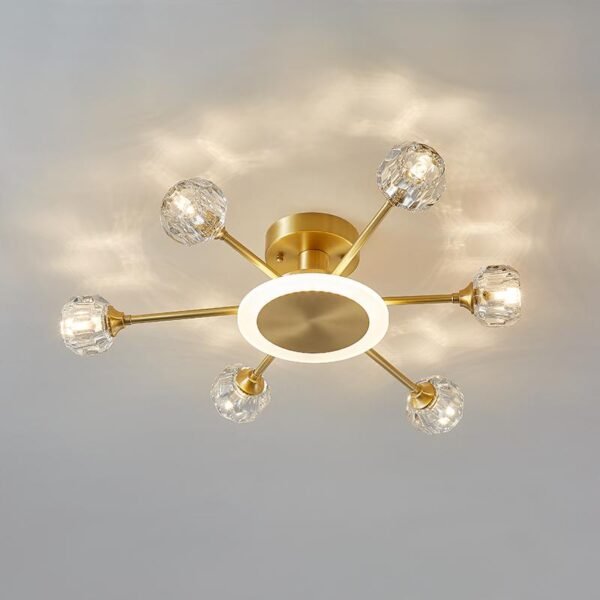 6-Light Crystal Shade Flush Mount Ceiling Light - Image 5