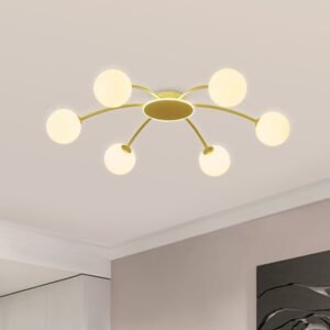 6 Light Glass Branching Sputnik Flush Mount Ceiling Light