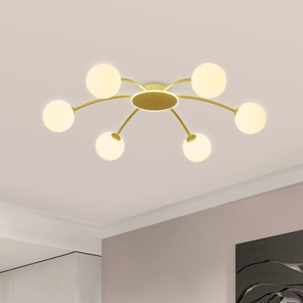 6 Light Glass Branching Sputnik Flush Mount Ceiling Light