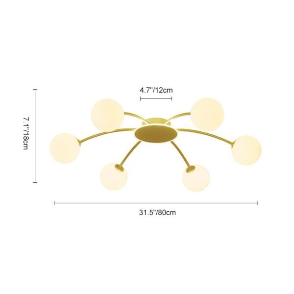 6 Light Glass Branching Sputnik Flush Mount Ceiling Light - Image 6