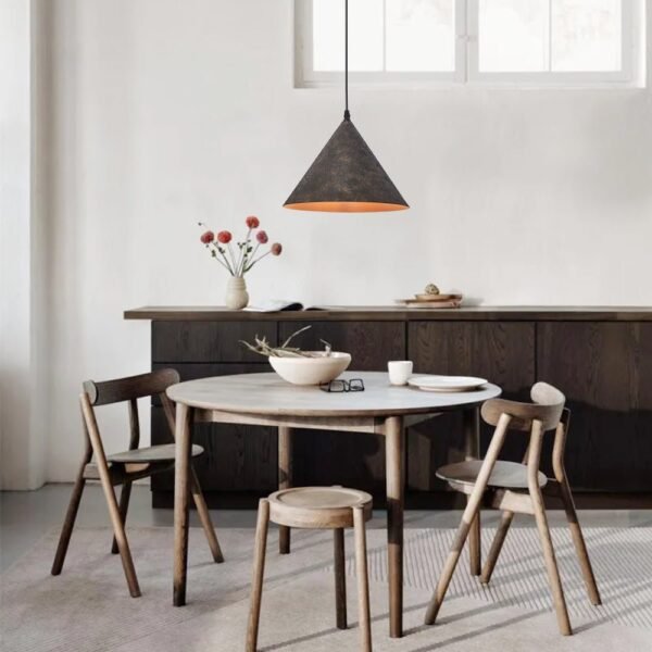 Black Carbon Steel Cone Pendant Light