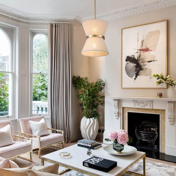 Modern Hourglass Tapered Drum Chandelier - Image 8