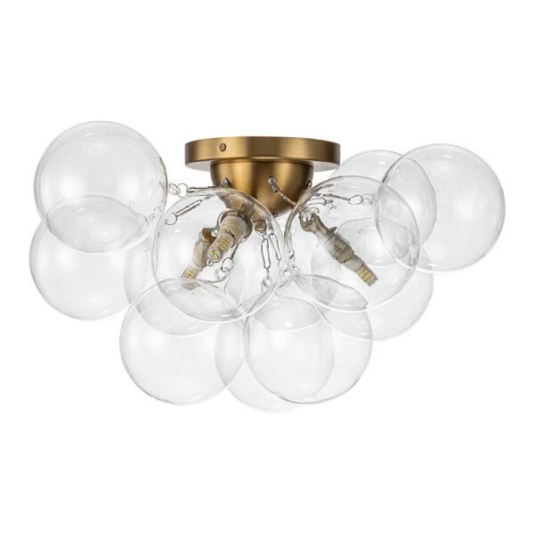 Cluster Clear Glass Bubble Semi Flush Chandelier - Image 5