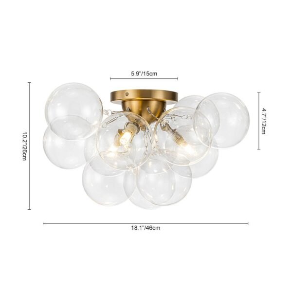 Cluster Clear Glass Bubble Semi Flush Chandelier - Image 4