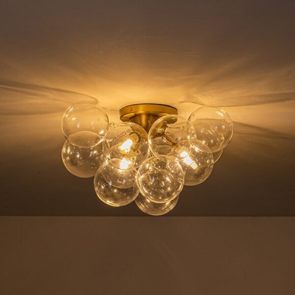Cluster Clear Glass Bubble Semi Flush Chandelier - Image 3