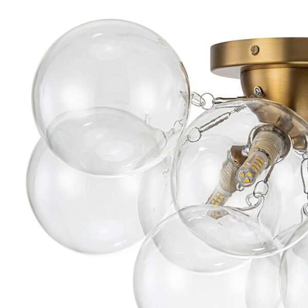 Cluster Clear Glass Bubble Semi Flush Chandelier - Image 10
