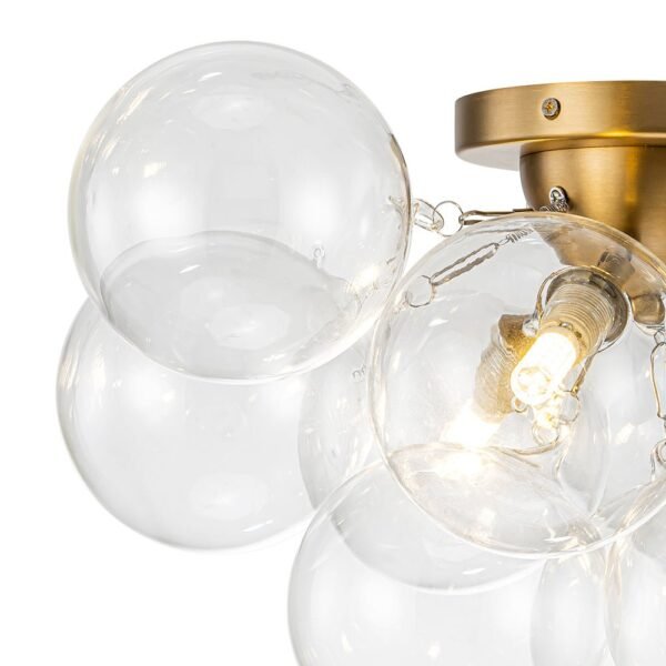 Cluster Clear Glass Bubble Semi Flush Chandelier - Image 9