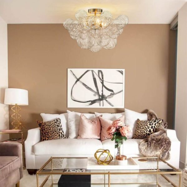 Cluster Petal Glass Bubble Semi Flush Chandelier - Image 5
