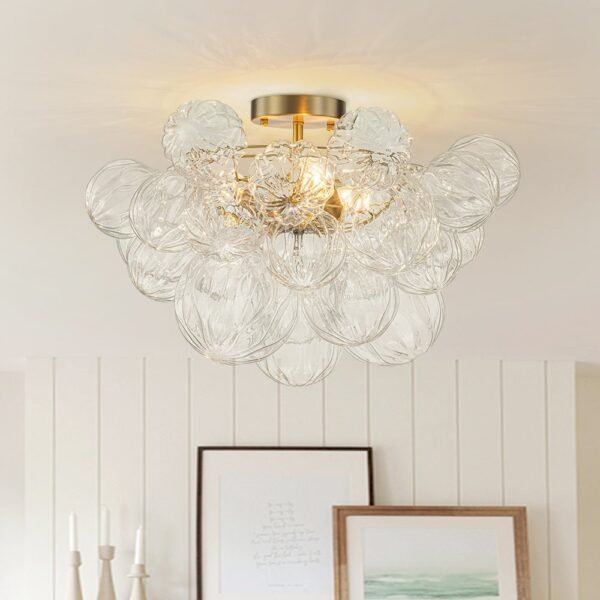 Cluster Petal Glass Bubble Semi Flush Chandelier - Image 3