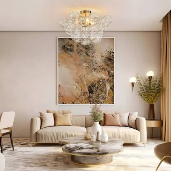 Cluster Petal Glass Bubble Semi Flush Chandelier - Image 4