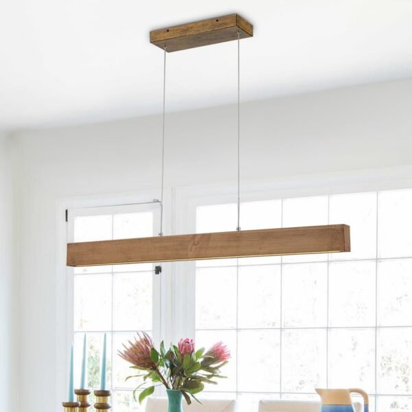 Minimalist LED Wooden Linear Chandelier - Image 2