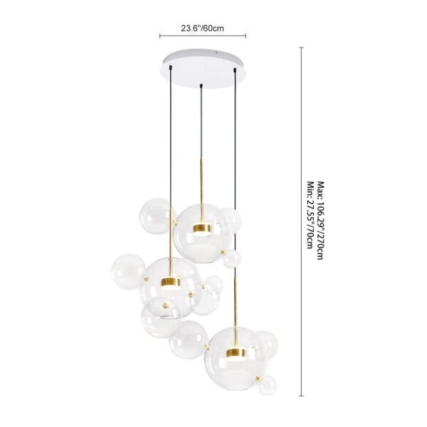 Modern 3-light Dimmable Glass Cluster Pendant Light - Image 11