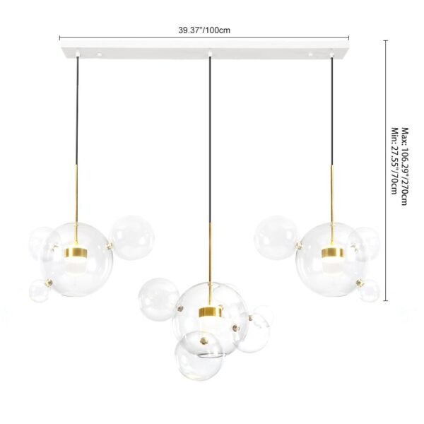 Modern 3-light Dimmable Glass Cluster Pendant Light - Image 10