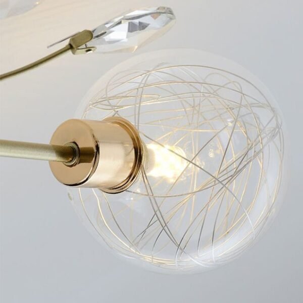 Swirl Gold 6 Light Glass Branching Semi Flush Mount Ceiling Light - Image 5