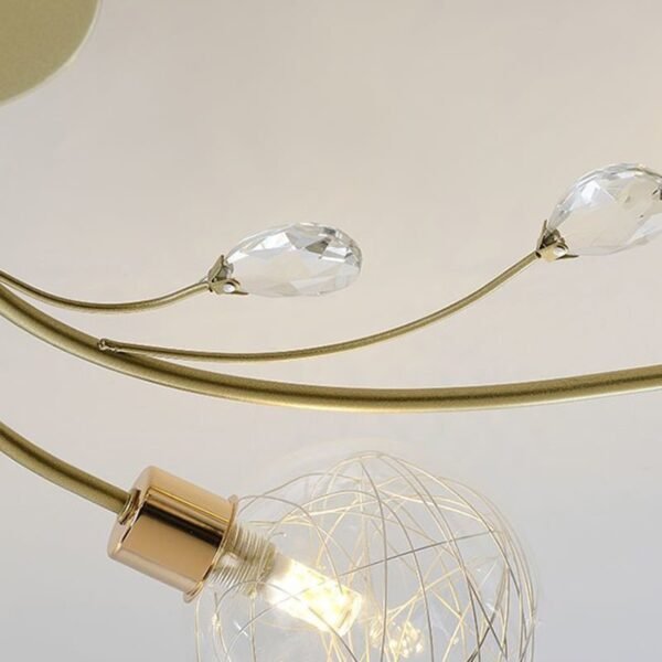 Swirl Gold 6 Light Glass Branching Semi Flush Mount Ceiling Light - Image 4