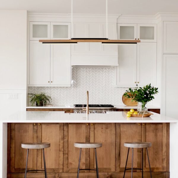Wooden LED Linear Island Chandelier - Image 2