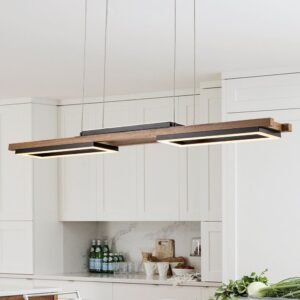 Wooden LED Linear Island Chandelier
