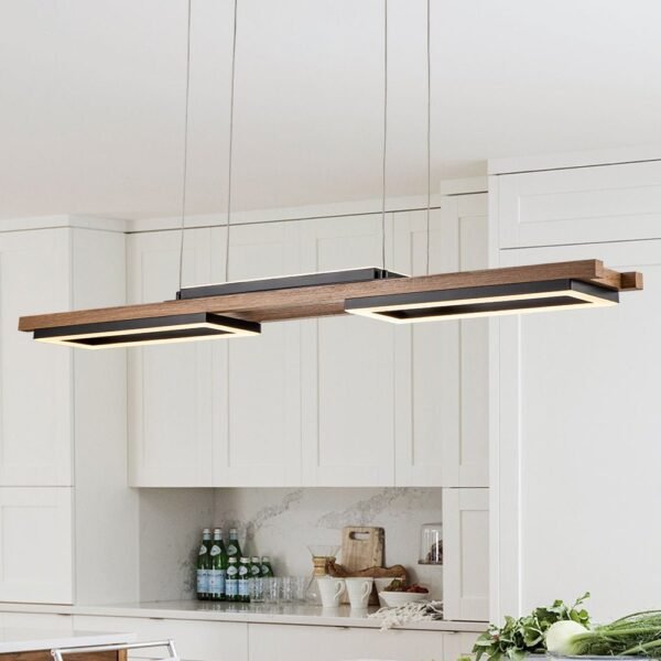 Wooden LED Linear Island Chandelier